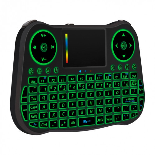 MT08 2.4GHz Mini Sans Fil Air Souris QWERTY Clavier avec Rétro-Éclairage Coloré et Touchpad & Contrôle Multimédia pour PC, TV (Noir) SM082B1261-011