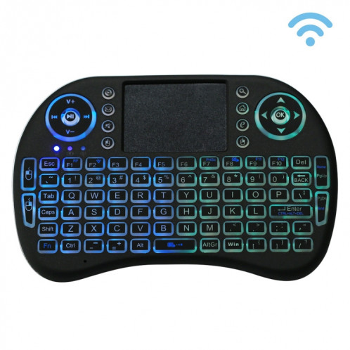 2.4GHz Mini i8 clavier QWERTY sans fil avec rétroéclairage coloré et Touchpad et contrôle multimédia pour PC, Android TV BOX, lecteur X-BOX, Smartphones (Noir) S2083B1065-014