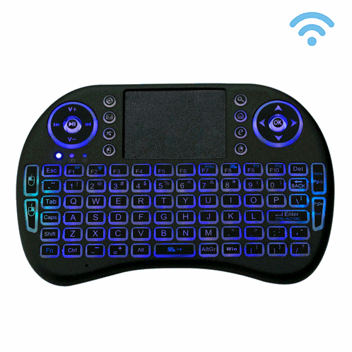 2.4GHz Mini i8 clavier QWERTY sans fil avec rétroéclairage coloré et Touchpad et contrôle multimédia pour PC, Android TV BOX, lecteur X-BOX, Smartphones (Noir) S2083B1065-014