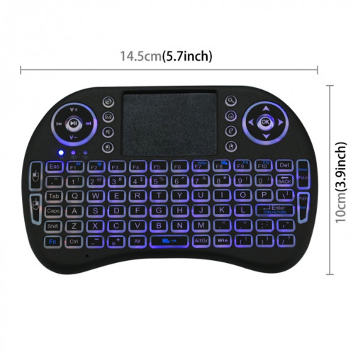 2.4GHz Mini i8 clavier QWERTY sans fil avec rétroéclairage coloré et Touchpad et contrôle multimédia pour PC, Android TV BOX, lecteur X-BOX, Smartphones (Noir) S2083B1065-014