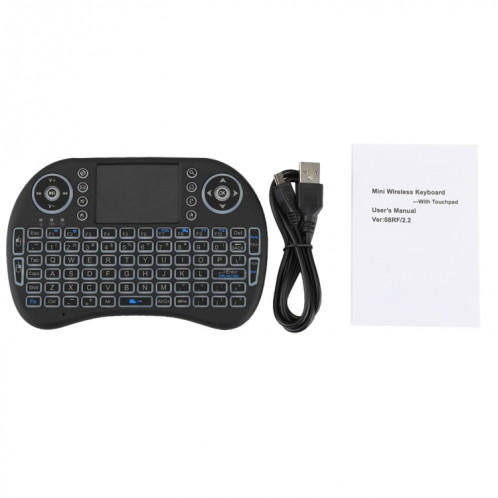 2.4GHz Mini i8 clavier QWERTY sans fil avec rétroéclairage coloré et Touchpad et contrôle multimédia pour PC, Android TV BOX, lecteur X-BOX, Smartphones (Noir) S2083B1065-014