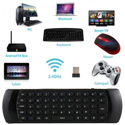 X6 Air Mouse 2.4 GHz Clavier Sans Fil 3D Gyroscope Sense Télécommande pour PC, Android TV Box / Smart TV, Dispositifs de jeu (Noir) SX084B1023-010