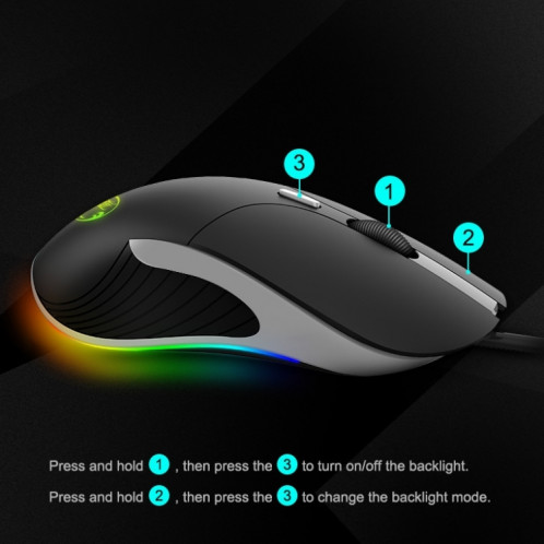 Souris filaire iMICE X6 Souris de jeu RVB colorée à 6 boutons (noir) SI215B610-07