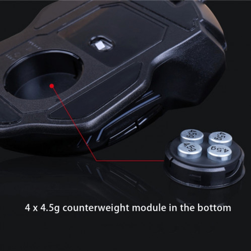 Souris de jeu filaire USB optique compétitive, Light Series 7D, Aula Series Ghost Shark II, résolution maximale de 4000 DPI (noir) SA458B1604-08
