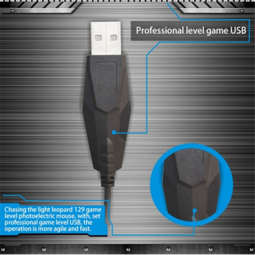 Souris de jeu optique filaire universelle Chasing Leopard 129 USB avec contrepoids, longueur: 1,3 m (noir) SC901B772-012