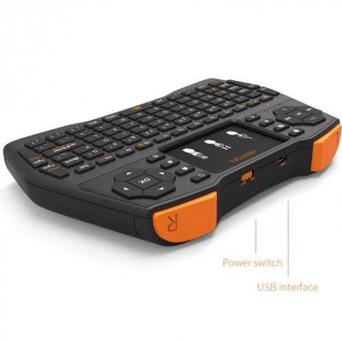 VIBOTON i8 Plus Mis à jour 2.4GHz QWERT Mini clavier sans fil avec pavé tactile pour TV Box, Mi Box, ordinateur, tablette, ordinateur portable et projecteur (Noir) SV20901583-013
