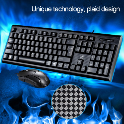 ZGB Q9 1600 DPI Professionnel Filaire Filaire Texture Bureau Clavier + Kit Souris Optique (Noir) SH381B198-011