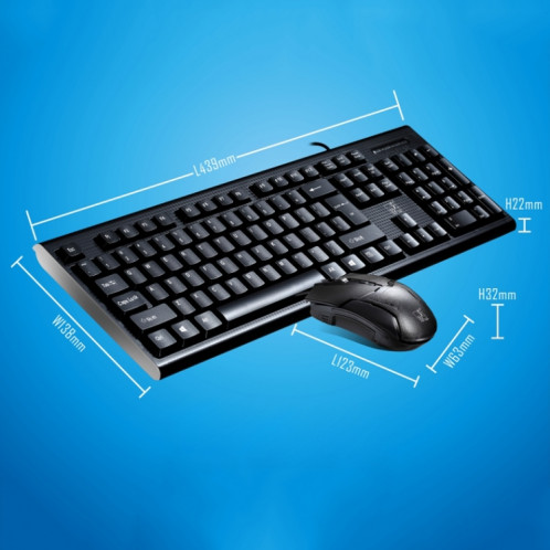 ZGB Q9 1600 DPI Professionnel Filaire Filaire Texture Bureau Clavier + Kit Souris Optique (Noir) SH381B198-011