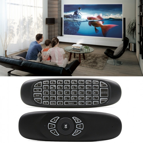 C120 rétro-éclairage Air Mouse 2.4GHz clavier sans fil 3D Gyroscope Sense Android télécommande pour PC, Android TV Box / Smart TV, dispositifs de jeu SC301264-05