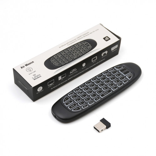 C120 rétro-éclairage Air Mouse 2.4GHz clavier sans fil 3D Gyroscope Sense Android télécommande pour PC, Android TV Box / Smart TV, dispositifs de jeu SC301264-05