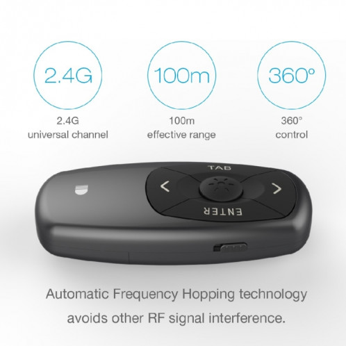 Doosl DSIT011 2.4GHz Mini PowerPoint Présentation Rechargeable Télécommande, Distance de Contrôle: 100m (Noir) SD33031913-010