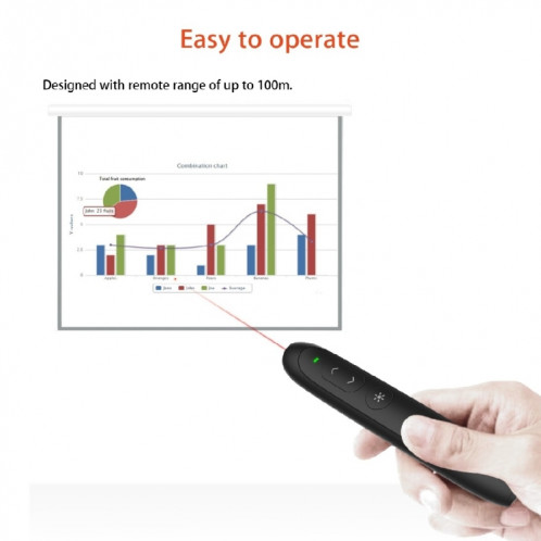Doosl DSIT012 2.4GHz Wireless Presenter PowerPoint Pointeur de contrôle de représentation de Clicker, distance de contrôle: 100m (noir) SD3304187-07