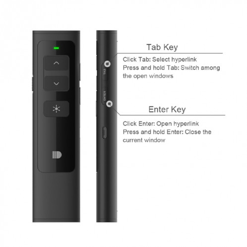 Doosl DSIT013 2.4GHz PowerPoint présentation rechargeable pointeur laser multifonction multifonction pour PowerPoint / Keynote / Prezi, distance de contrôle: 100m (noir) SD33051206-011