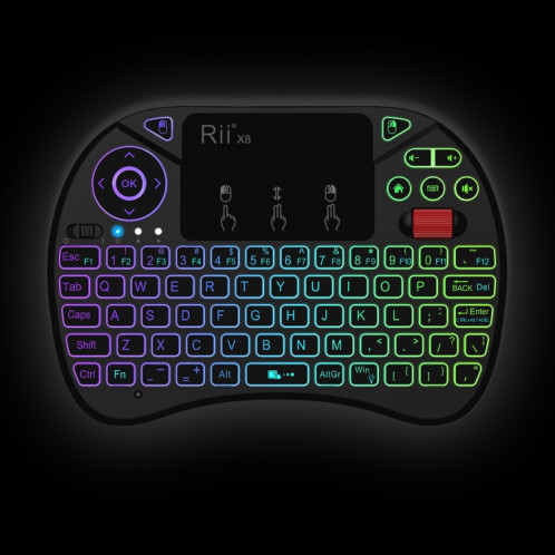 Rii I8X RT716 2.4 GHz Mini Sans Fil QWERTY 71 Clavier Clavier 2.5 pouce Touchpad Combo avec Rétroéclairage (Noir) SR5220285-010