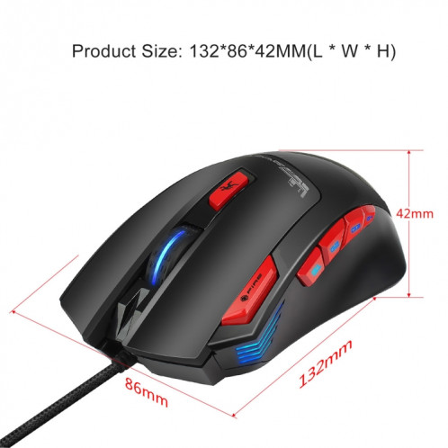 HXSJ S800 Wired Mechanical Macros Définir 9 touches programmables 6000 Gaming Mouse réglable avec éclairage LED SH59731447-012