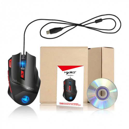 HXSJ S800 Wired Mechanical Macros Définir 9 touches programmables 6000 Gaming Mouse réglable avec éclairage LED SH59731447-012