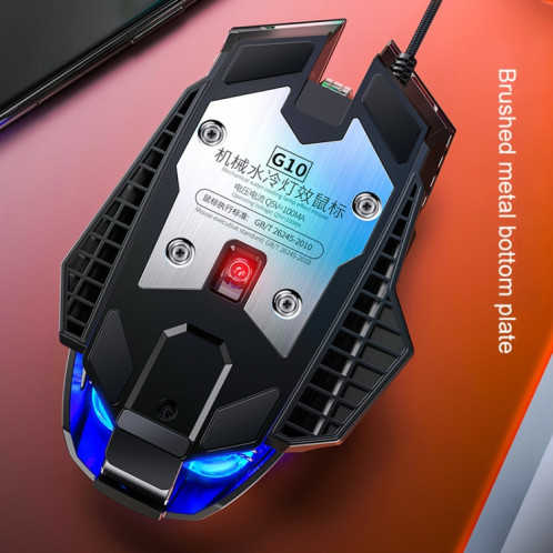 YINDIAO G10 7200DPI 7 modes réglables 7 touches RGB Light Wired Metal Metal Hard Core Macro Mouse, Style: Version Audio (Noir) SY566B441-09