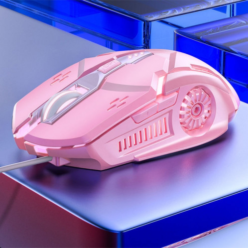 YINDIAO G5 3200DPI Souris de jeu filaire RVB à 4 modes réglables à 6 touches (rose) SY656F706-08