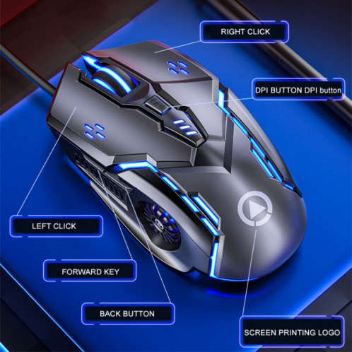 YINDIAO G5 3200DPI Souris de jeu filaire RVB à 4 modes réglables à 6 touches (rose) SY656F706-08