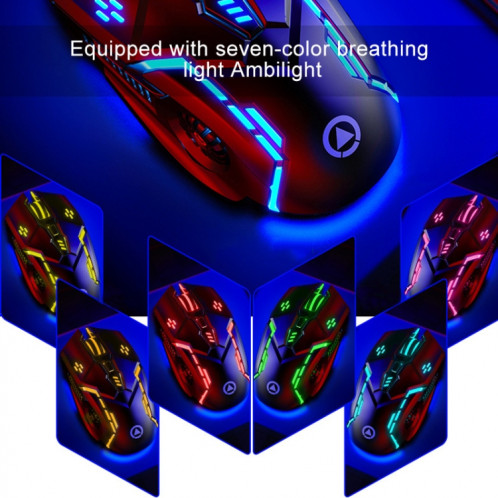 YINDIAO G5 3200DPI Souris de jeu filaire RVB à 4 modes réglables à 6 touches (rose) SY656F706-08