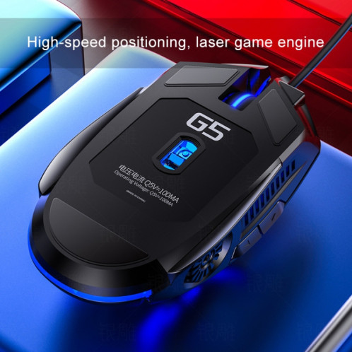 YINDIAO G5 3200DPI Souris de jeu filaire RVB à 4 modes réglables à 6 touches (rose) SY656F706-08