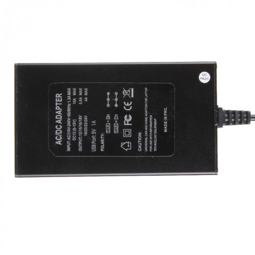 Chargeur universel pour ordinateur portable avec chargeur allume-cigare et adaptateur secteur, 8 adaptateurs secteur et 1 port USB pour Samsung, Sony, Asus, Acer, IBM, HP, DELL SL0001681-09