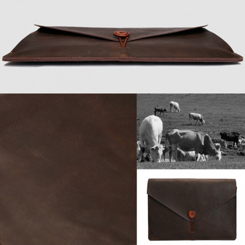 Sac pour ordinateur portable en cuir véritable universel, pour 13,3 pouces Macbook, Samsung, Lenovo, Sony, DELL Alienware, CHUWI, ASUS, HP (jaune) SS066Y1935-011