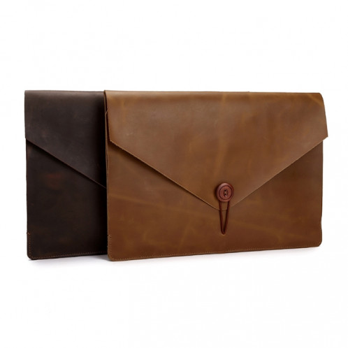 Sac pour ordinateur portable en cuir véritable universel, pour 13,3 pouces Macbook, Samsung, Lenovo, Sony, DELL Alienware, CHUWI, ASUS, HP (jaune) SS066Y1935-011
