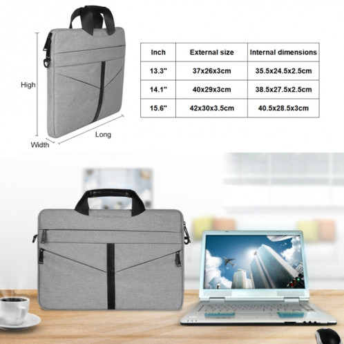 13,3 pouces respirant sac à bandoulière pour ordinateur portable ordinateur de poche zippé avec une bandoulière (gris foncé) SH00DG1515-011