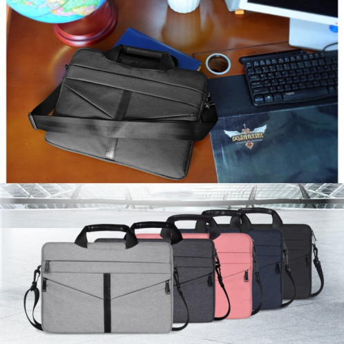 14,1 pouces respirant sac à bandoulière pour ordinateur portable ordinateur de poche zippé portable avec bandoulière (noir) SH701B71-011