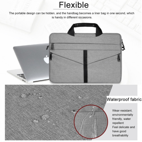 14,1 pouces respirant sac à bandoulière pour ordinateur portable ordinateur de poche zippé avec une bandoulière (gris clair) SH01LH532-011