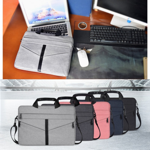 15,6 pouces respirant sac à bandoulière pour ordinateur portable ordinateur de poche zippé avec une bandoulière (gris clair) SH02LH482-011