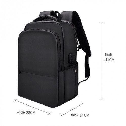 Sac à dos imperméable en polyester pour ordinateur portable pour ordinateurs portables de moins de 15 pouces, avec sangle de chariot à interface USB (noir) SH952B334-08