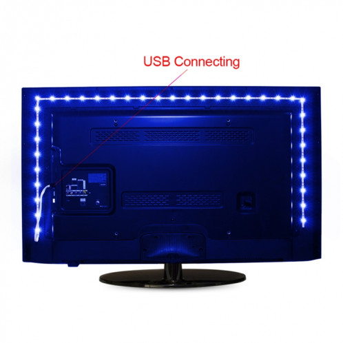 2m USB TV panneau blanc lumière époxy lumière de la corde, 60 LED SMD 5050 avec 50cm câble d'interface USB et 17 touches télécommande, DC 5V SH00161517-015