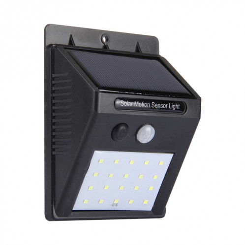 Lumière solaire extérieure avec sonde de mouvement, lumière blanche, 20 LED, pour la cour / jardin / maison / allée / escaliers / mur extérieur (noir) SH053B1127-012