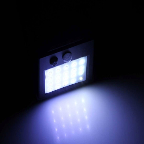 Lumière solaire extérieure avec sonde de mouvement, lumière blanche, 20 LED, pour la cour / jardin / maison / allée / escaliers / mur extérieur (noir) SH053B1127-012