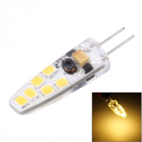 G4 2W 180LM ampoule de maïs, 12 LED SMD 2835 silicone, DC 12V, petite taille: 4.1x1x1cm (blanc chaud) SH94WW21-07