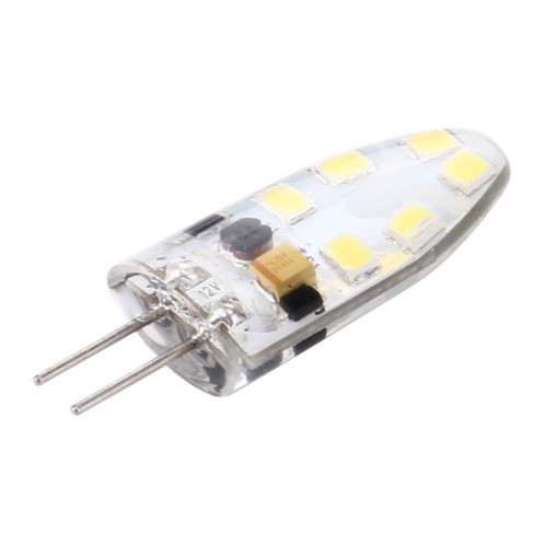 G4 2W 180LM ampoule de maïs, 12 LED SMD 2835 silicone, DC 12V, grande taille: 3.9x1.4x0.9cm (lumière blanche) SH95WL799-07