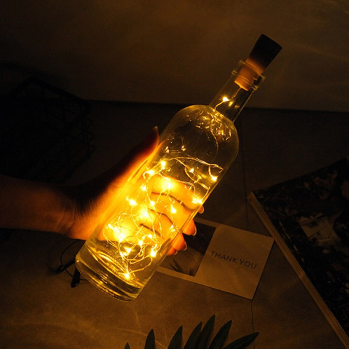 1m lumière de fil de cuivre blanc chaud fil de cuivre, 10 LED SMD 0603 lampe décorative de fée avec bouchon de bouteille, 5v DC SH76WW380-07