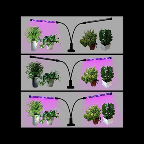 Lampe de croissance à DEL à synchronisation à pince USB double tête 18W, SMD 5730 bleue 460NM + 630NM Lampe à spectre complet rouge, CC 5V SH0194261-012