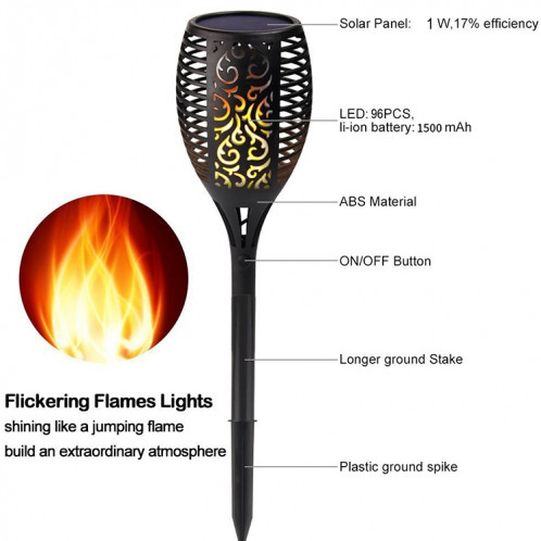 Lumière de flamme solaire de 96 LED lumière de jardin extérieur de la pelouse de jardin lumière de jardin SH0250595-08