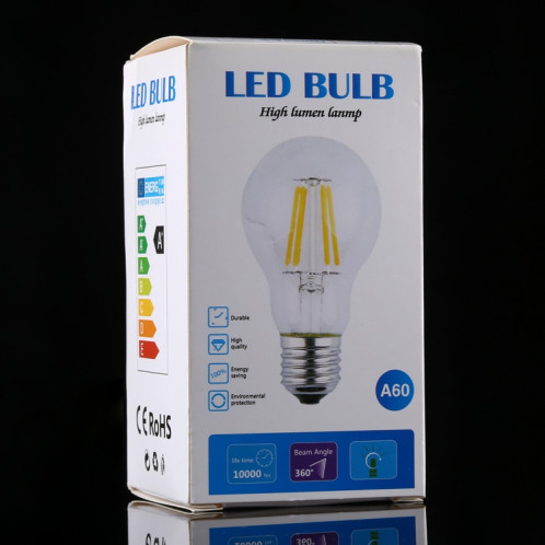 A60 E27 4W ampoule blanche chaude de filament de LED, économie d'énergie rétro de 4 LEDs 320 LM pour des salles, AC 85-265V SH21WW668-07