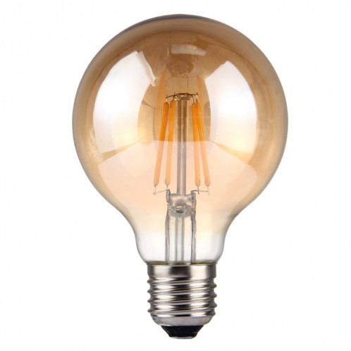 G80 E27 4W Tawny Rétro lumière LED filament blanc chaud, 4 LEDs 380 LM 2300K ampoule économie d'énergie, AC 85-265V SH64WW1880-09