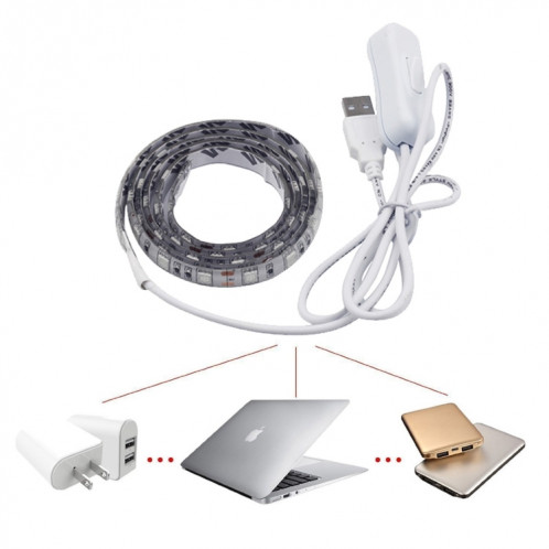 Lumière de corde de TV de 50cm 3W USB, époxy IP65 imperméable 30 LED 5050 SMD avec le câble de commutateur prolongé de 1m et le contrôleur manuel, large: 10mm (lumière colorée) SH73CL928-010