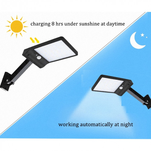 6W 800LM 48 LEDs Télécommande Flat Lamp solaire avec support SH05491384-016