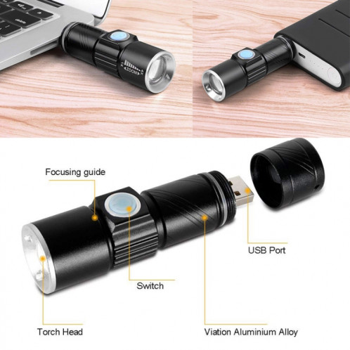 Lampe de poche torche rechargeable ultra-lumineux à LED SH0564499-011