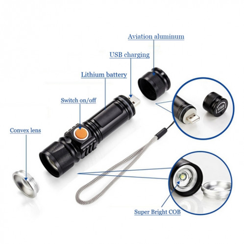 Lampe de poche torche rechargeable ultra-lumineux à LED SH05651868-011