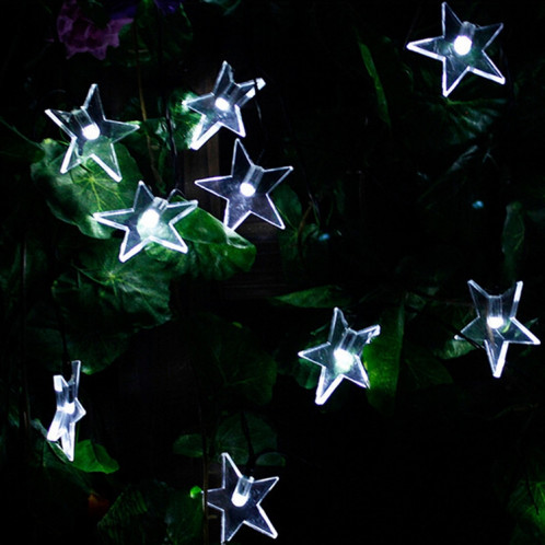 Chaîne de lampe solaire de décoration de festival de Noël de jardin extérieur de 20 LED en forme d'étoile (blanc) SH614W800-05