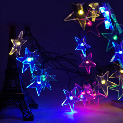 Chaîne de lampe solaire de décoration de festival de Noël de jardin extérieur de 20 LED en forme d'étoile (blanc) SH614W800-05