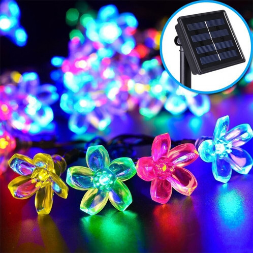 Forme de fleur de pêcher 50 LED Jardin extérieur Imperméable à l'eau Noël Fête du printemps Décoration Chaîne de lampe solaire (couleur) SH16CS136-07